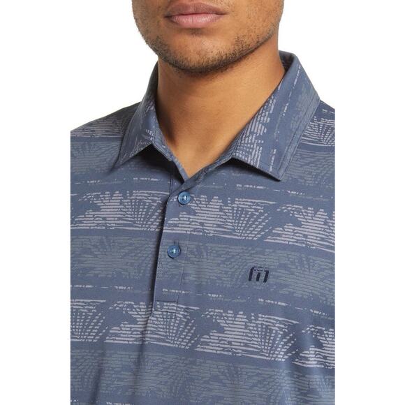 Travis Mathew Shirt Large Prestige Performance Blue Frosty Morning Golf Polo - Picture 1 of 11